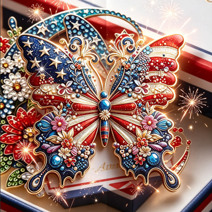 US 250th Anniversary Butterfly Shape Brooch Pin
