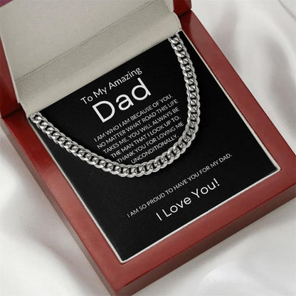 ❤️【Father’s Day】 Gifts for Dad, Cuban Chain Necklace with Message Card and Gift Box