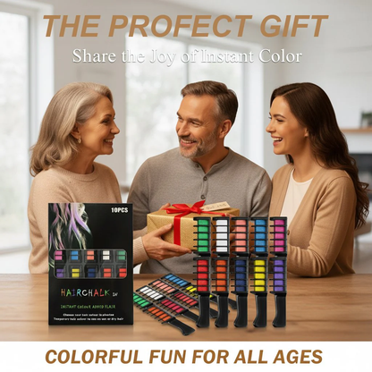 🌈HOT SALE 50% OFF – 10 Color Hair Chalk Comb Set | Instant Rainbow Hair Without Damage
