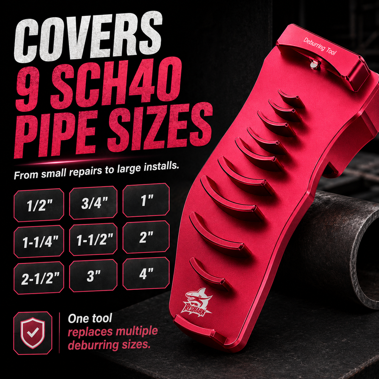 PVC Pipe Chamfering Tool - 9-Size Pipe Deburring Tool