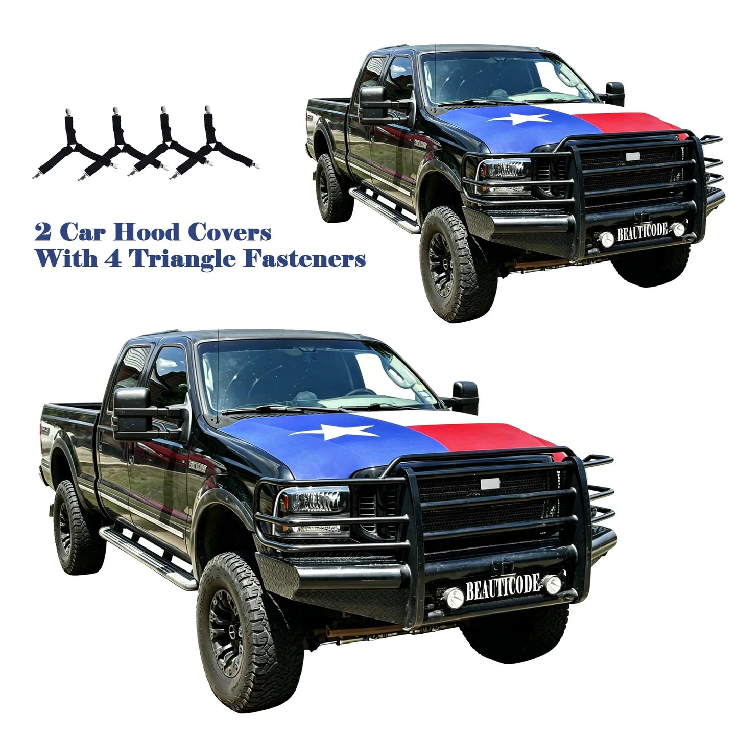 American Flag Car Hood Cover With Dual Triangle Clips Fits Trucks SUVs Sedans Jeep Commemorative Edition