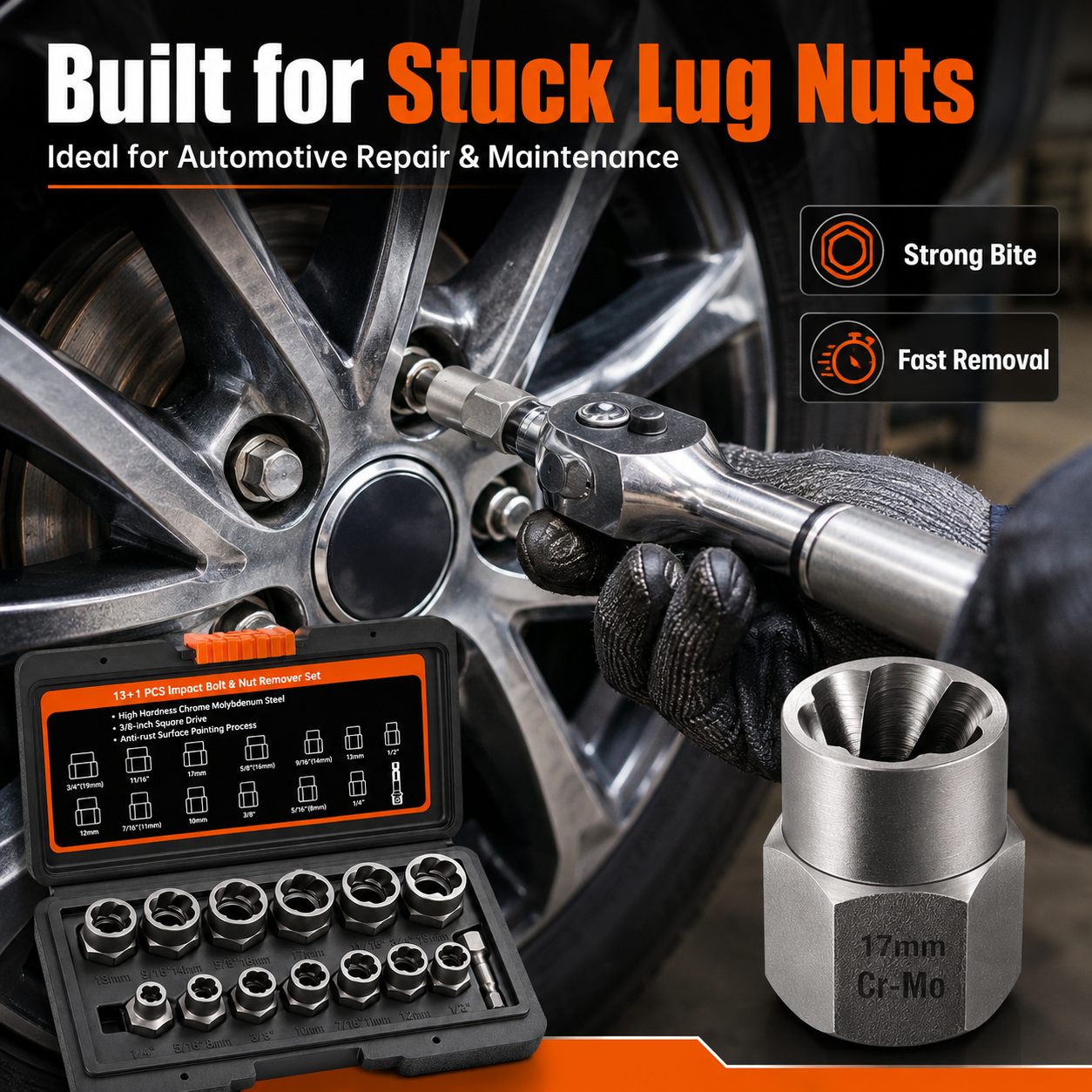 🔩13+1 PCS Impact Bolt & Nut Remover Set