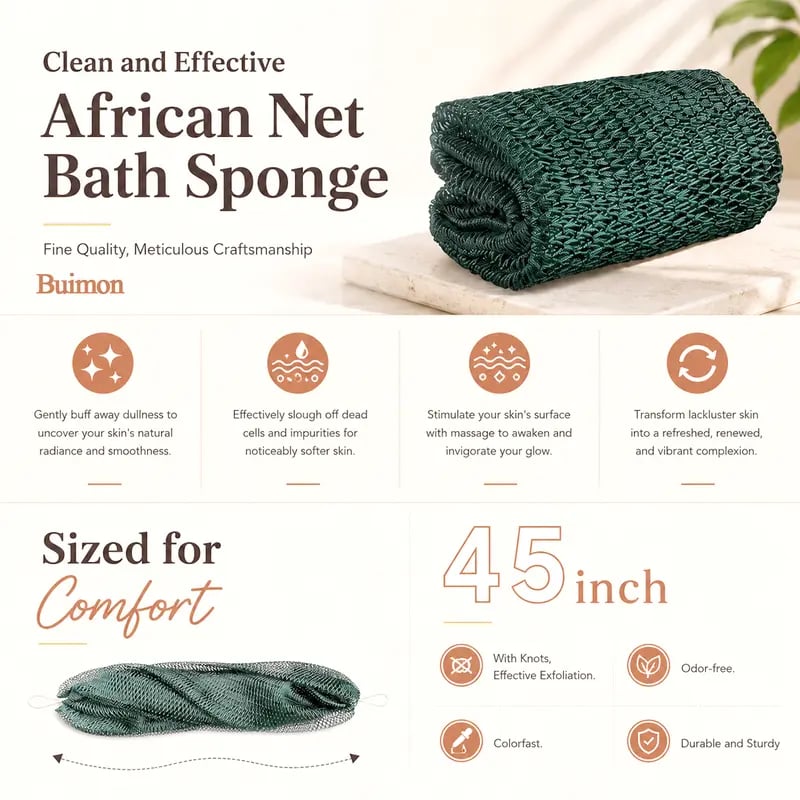 🧼✨ Traditional African Bath Tool | Ethically Sourced Net Sponge – Removes Dead Skin – Leaves Skin Smooth