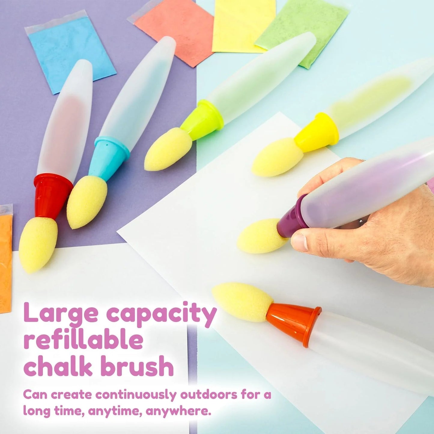 🌈 Giant Washable Sidewalk Chalk Paint Set – Just Add Water! 💦 Non-Toxic, Safe & Easy to Clean Outdoor Toy for Kids 🖍️