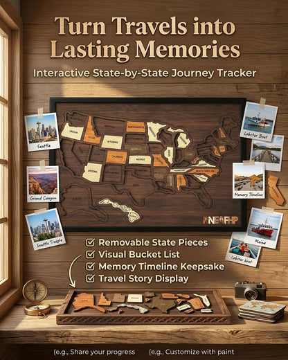 🗺️Wooden USA Travel Map Puzzle🎁 The Most Meaningful Gift For Couples & Families