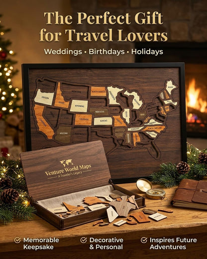 🗺️Wooden USA Travel Map Puzzle🎁 The Most Meaningful Gift For Couples & Families
