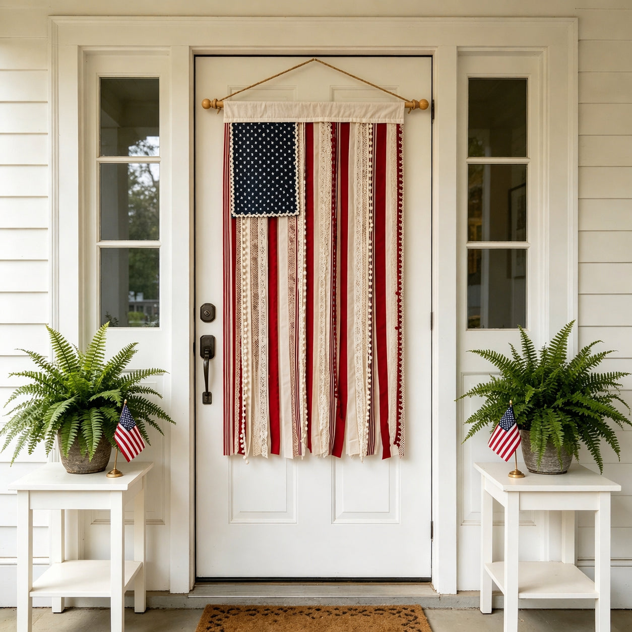Make Your Home the Pride of the Neighborhood! America 250th Special Edition-4 x 2.3 Ft Lighted Rag American Flag Banner