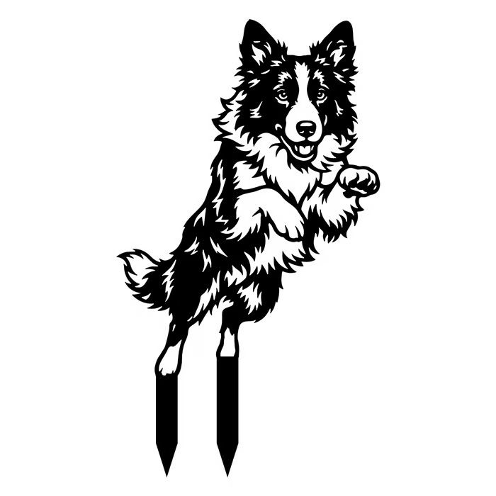 Two Poses Dog Retriever Metal Silhouette