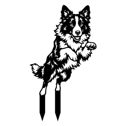 Two Poses Dog Retriever Metal Silhouette