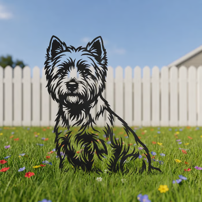 Two Poses Dog Retriever Metal Silhouette