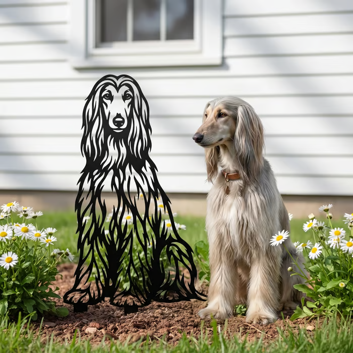 Two Poses Dog Retriever Metal Silhouette