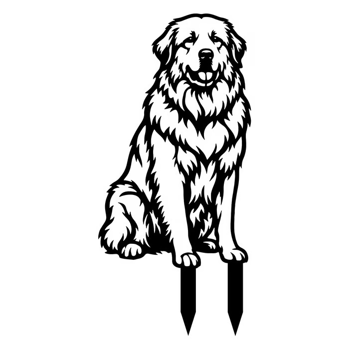 Two Poses Dog Retriever Metal Silhouette