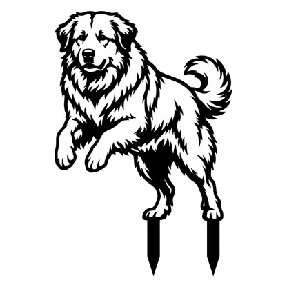 Two Poses Dog Retriever Metal Silhouette