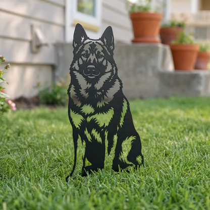 Two Poses Dog Retriever Metal Silhouette