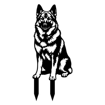 Two Poses Dog Retriever Metal Silhouette