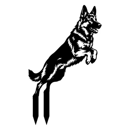 Two Poses Dog Retriever Metal Silhouette