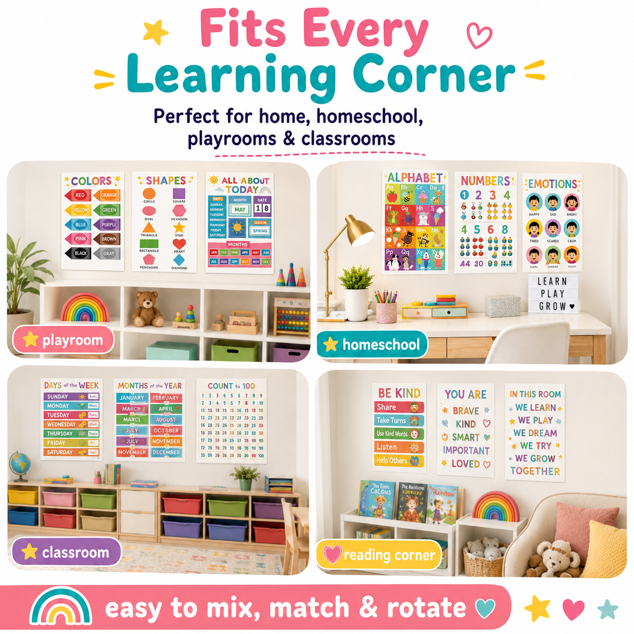 Kids Early Learning Educational Poster Bundle&nbsp