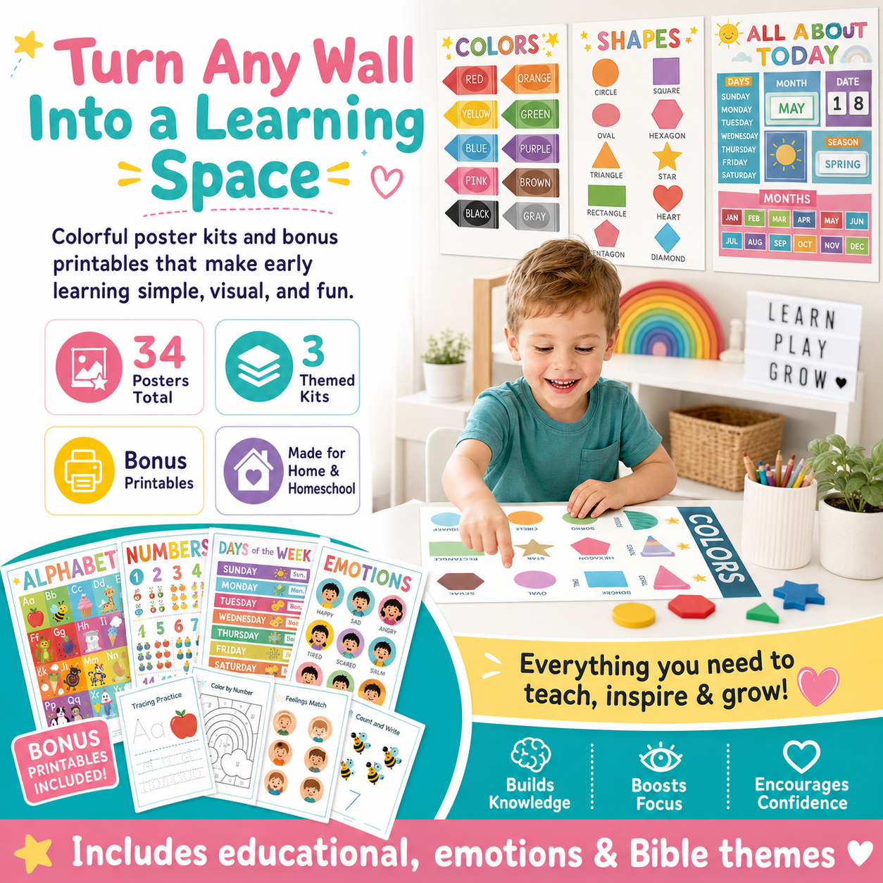Kids Early Learning Educational Poster Bundle&nbsp