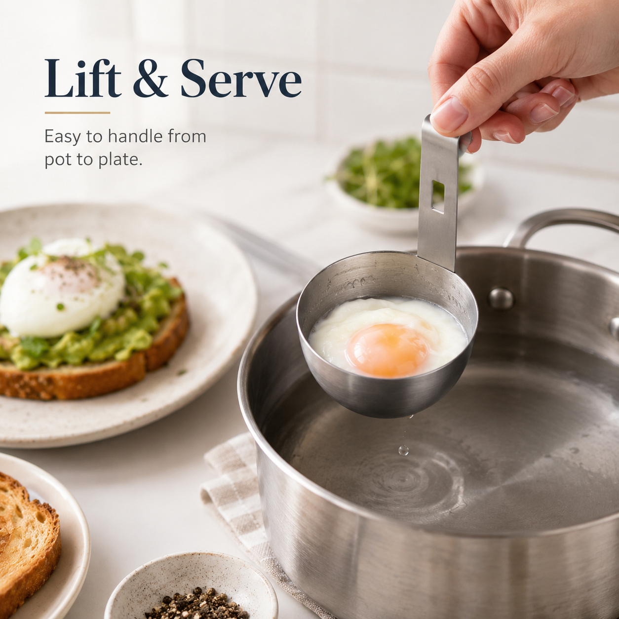 🥚 Stainless Steel Egg Poacher – Perfect Boiled Eggs Every Morning