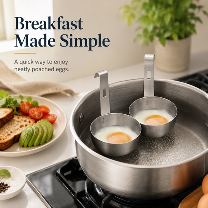 🥚 Stainless Steel Egg Poacher – Perfect Boiled Eggs Every Morning