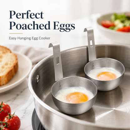 🥚 Stainless Steel Egg Poacher – Perfect Boiled Eggs Every Morning