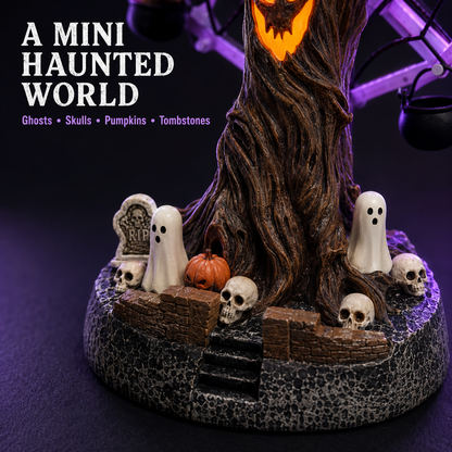 🎡 Animated Haunted Tree Ferris Wheel – Light & Sound Halloween Tabletop Decor