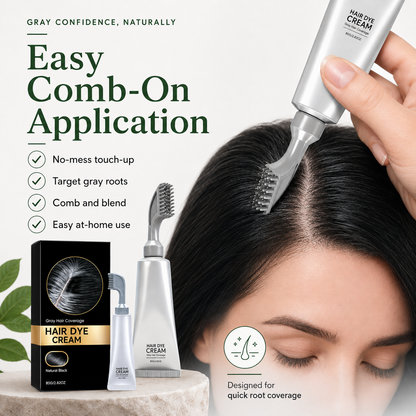 🌿 Plant Gentle Gray Hair Root Touch-Up Dye Cream with Easy Integrated Comb Applicator