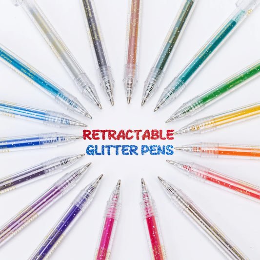 Glitter Gel Pens Vibrant Sparkle Colored Retractable Sparkling Gel Pen Adult Coloring Books Drawing DealsforYouDays
