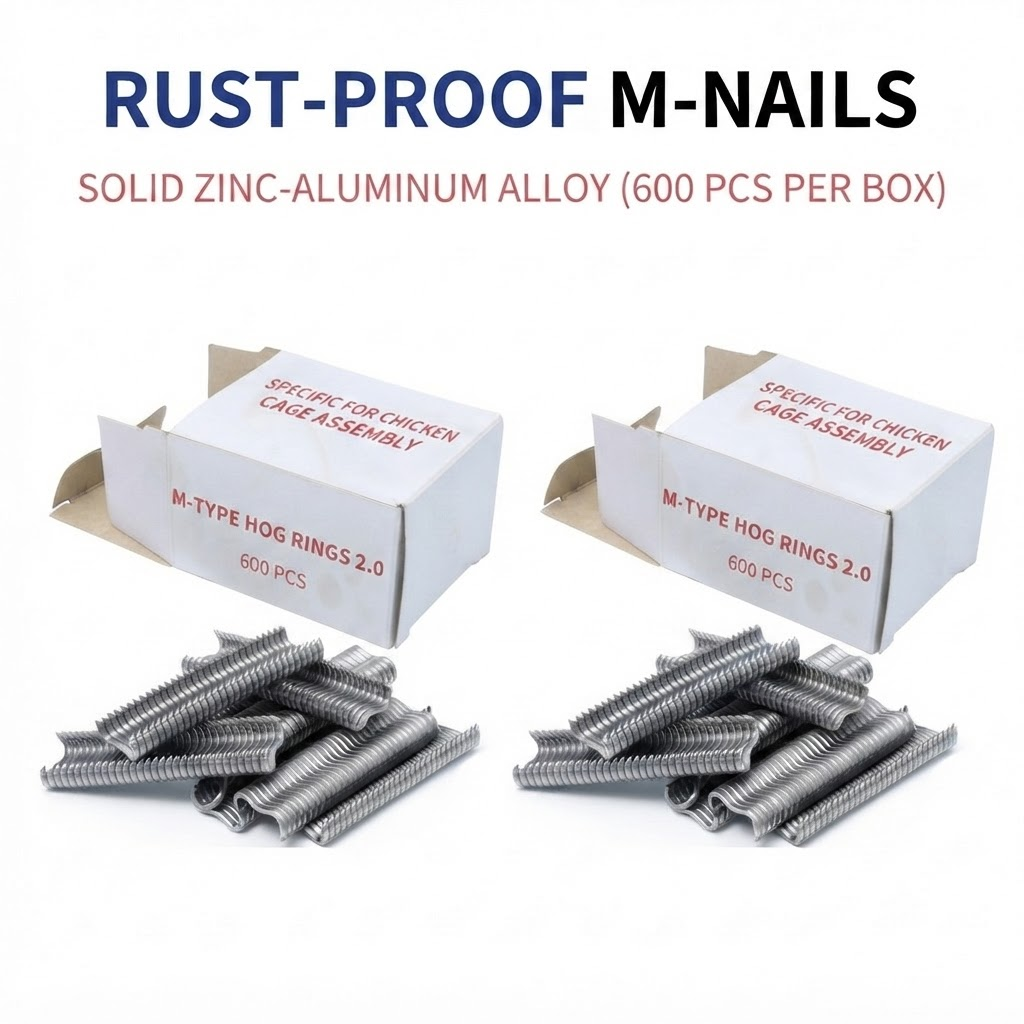 Heavy-Duty Carbon Steel Hog Ring Gun Kit with 600 M-Clips | Multi-Purpose Fence & Cage Fastening Tool