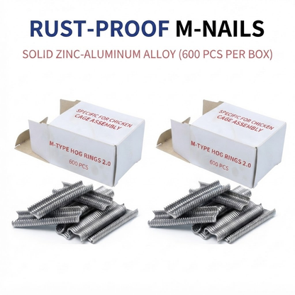 Heavy-Duty Carbon Steel Hog Ring Gun Kit with 600 M-Clips | Multi-Purpose Fence & Cage Fastening Tool