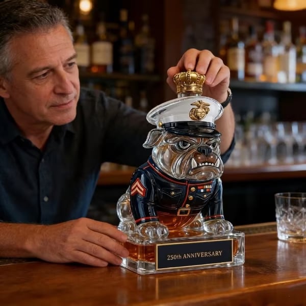 🦅 Devil Dog Legacy Decanter & Whiskey Glass Set – 250th Anniversary Edition