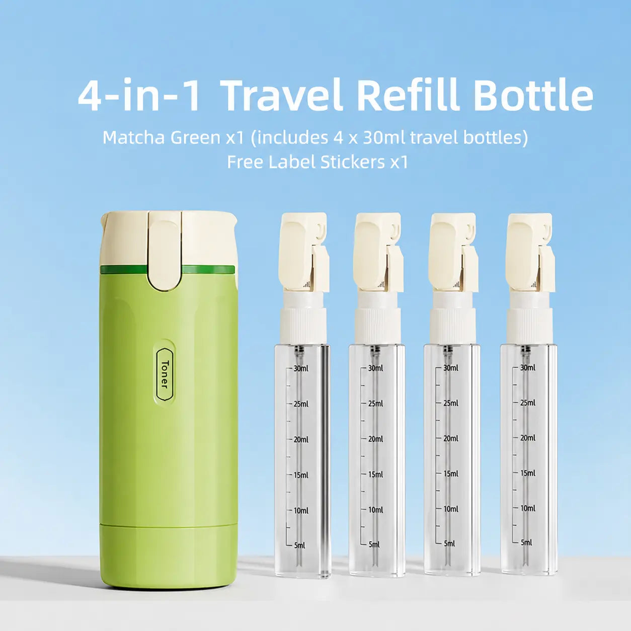 ✈️ 4-in-1 Leakproof Refillable Travel Toiletry Dispenser