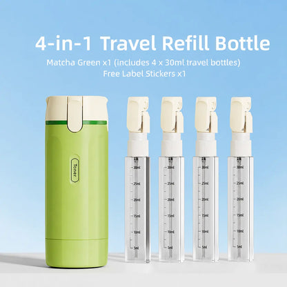 ✈️ 4-in-1 Leakproof Refillable Travel Toiletry Dispenser