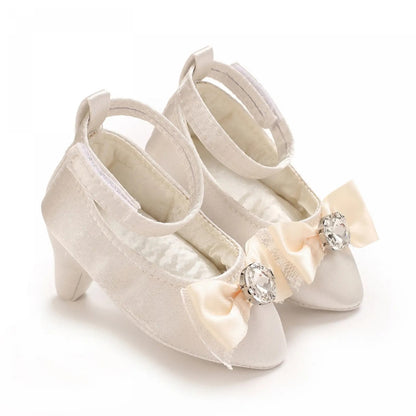 👑 Little Princess High Heel Crib Shoes  Soft Sole Baby Photo Shoes for Newborn Girls