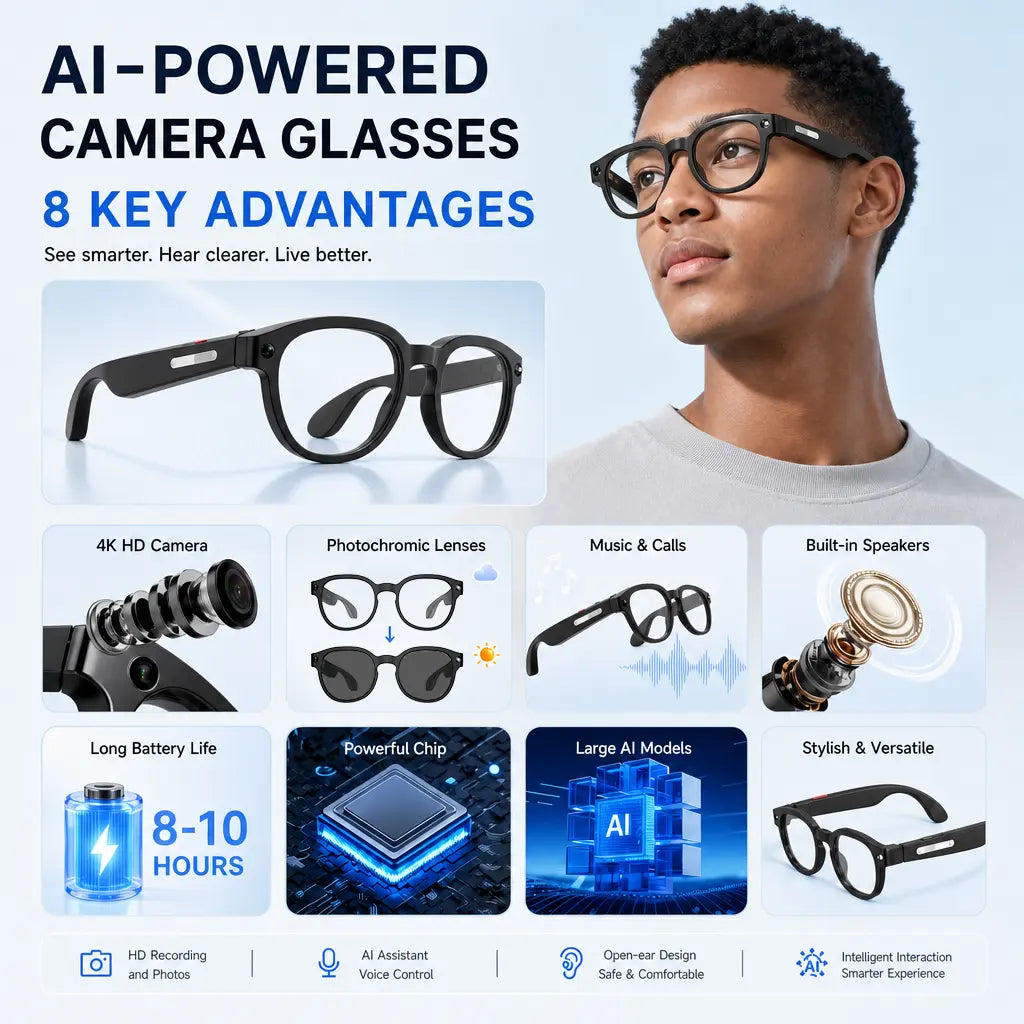 🎁Free Shipping 🔥Smart AI Camera Glasses Capture Every Moment, Hear Every Detail, Understand Every Language