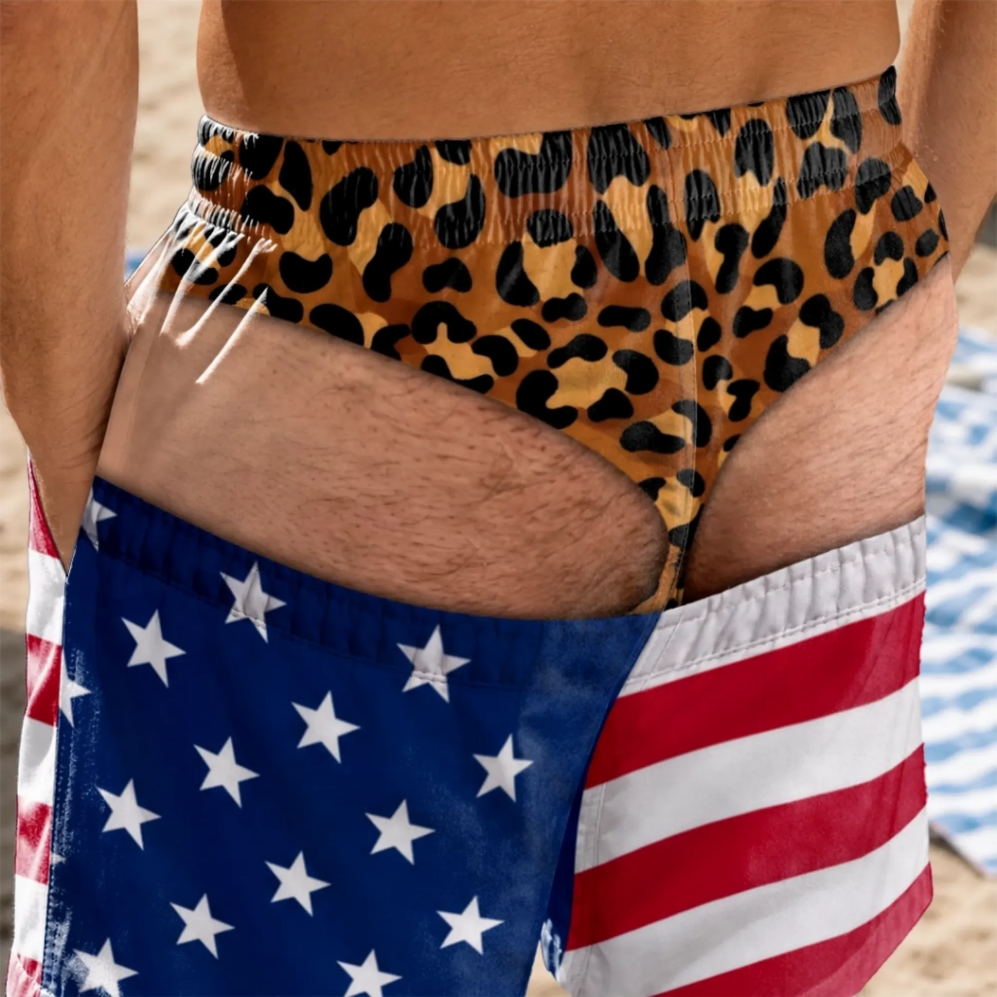 😂Funny Patriotic “Wide Load” Men’s Swim Trunks🍻