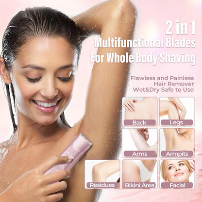 🩱Bikini Trimmer for Women, Electric Shaver and Razor Rechargeable 2-in-1 Body and Facial Epilator