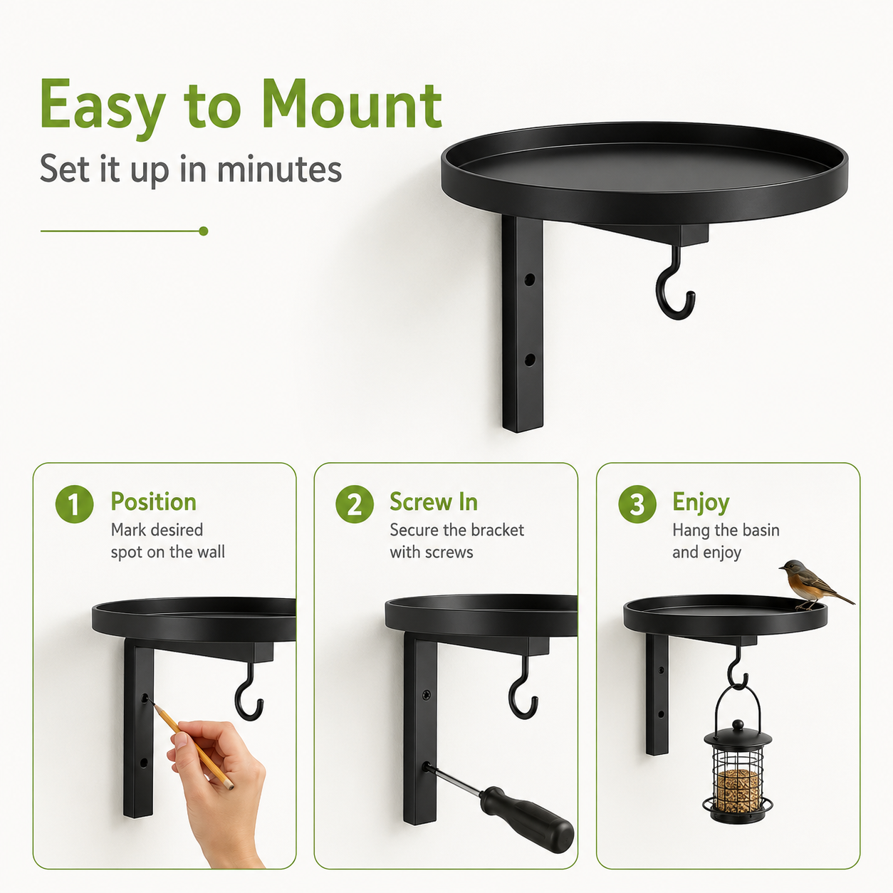 🌸LAST DAY SPECIAL PRICE!!🌸Wall-Mounted Metal Bird Bath Basin