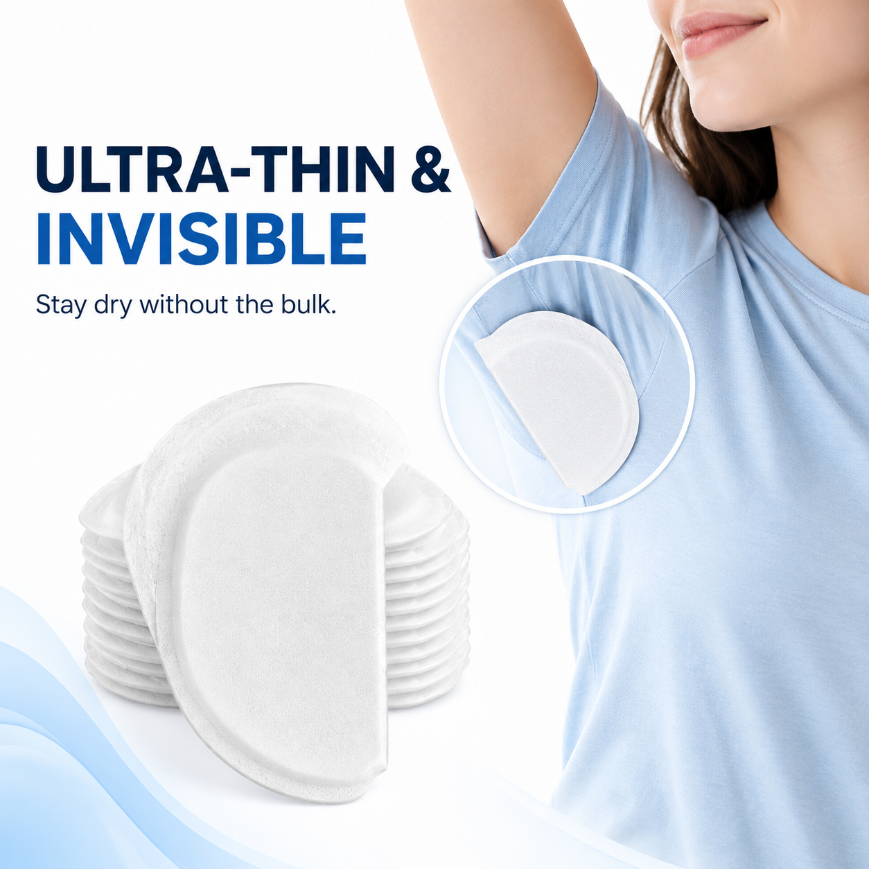 Invisible Disposable Underarm Sweat Pads – Breathable Underarm Sweat Absorbers suitable for daily use, fitness, travel, and as a Ramadan gift; an effective antiperspirant and deodorant solution.