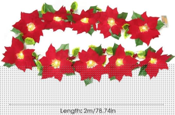 Red Flower Christmas String Lights | Cozy Holiday & Party Decor