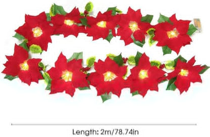 Red Flower Christmas String Lights | Cozy Holiday & Party Decor