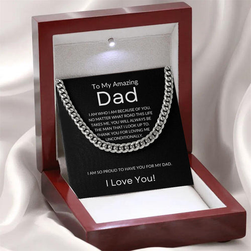 ❤️【Father’s Day】 Gifts for Dad, Cuban Chain Necklace with Message Card and Gift Box