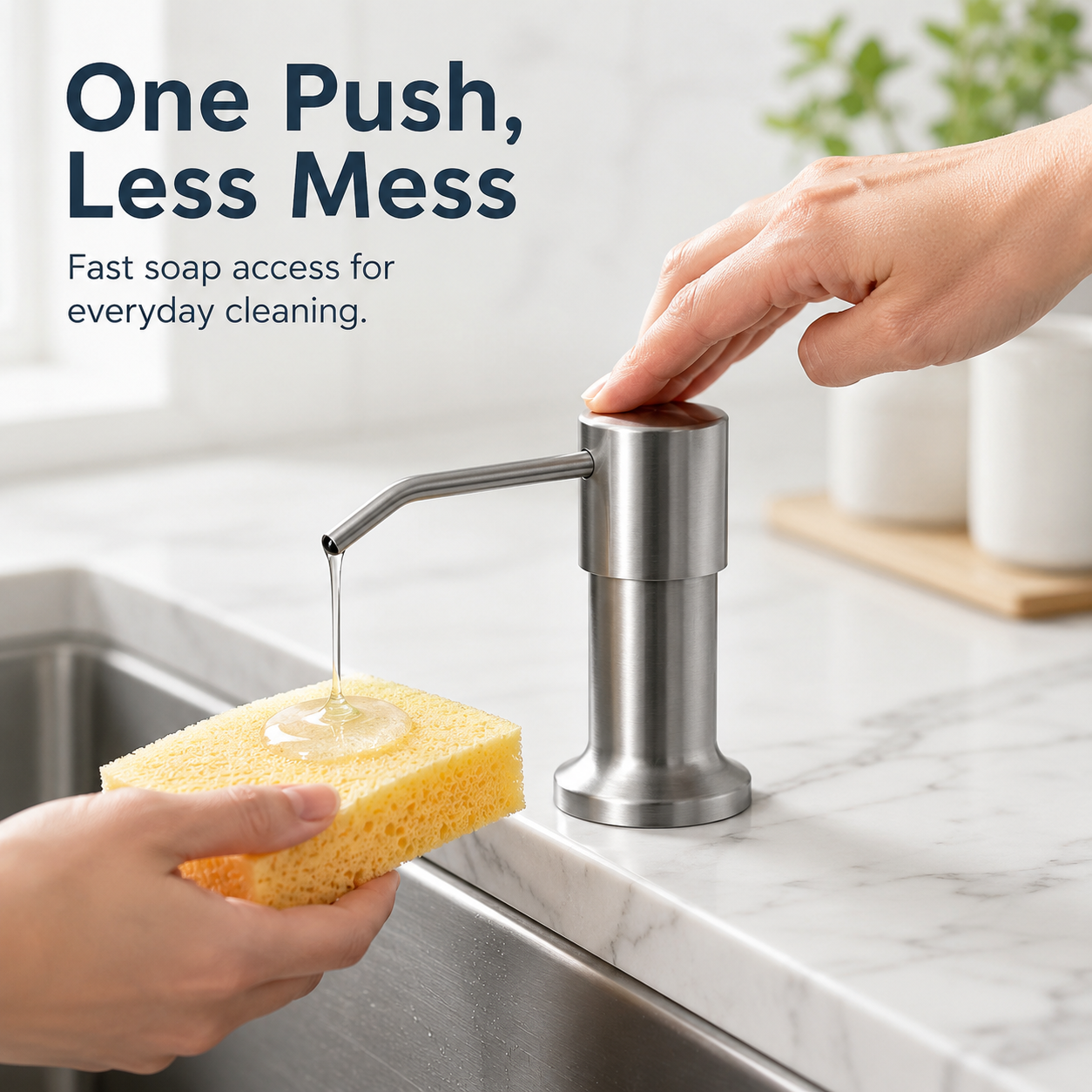 Kitchen Sink Soap Dispenser — Suitable for Kitchens and Bathrooms; No Need for Frequent Refills