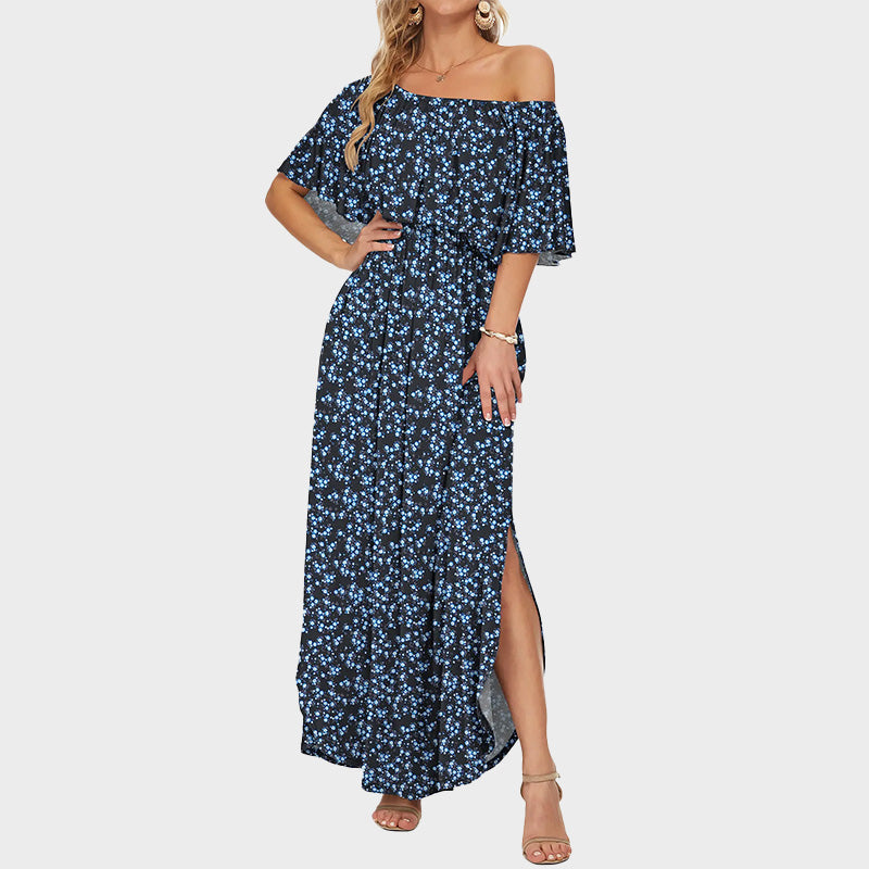 ⭐ 🔥Limited Time | Cold Shoulder Ruffle Maxi Dress with Pockets