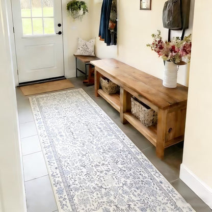 French Vintage Floral Washable Runner Rug