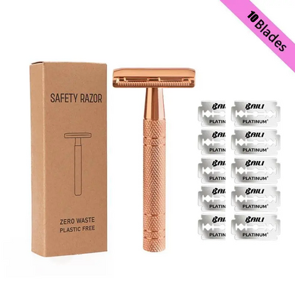 Double Edge Safety Razor Set with 10 Replaceable Blades