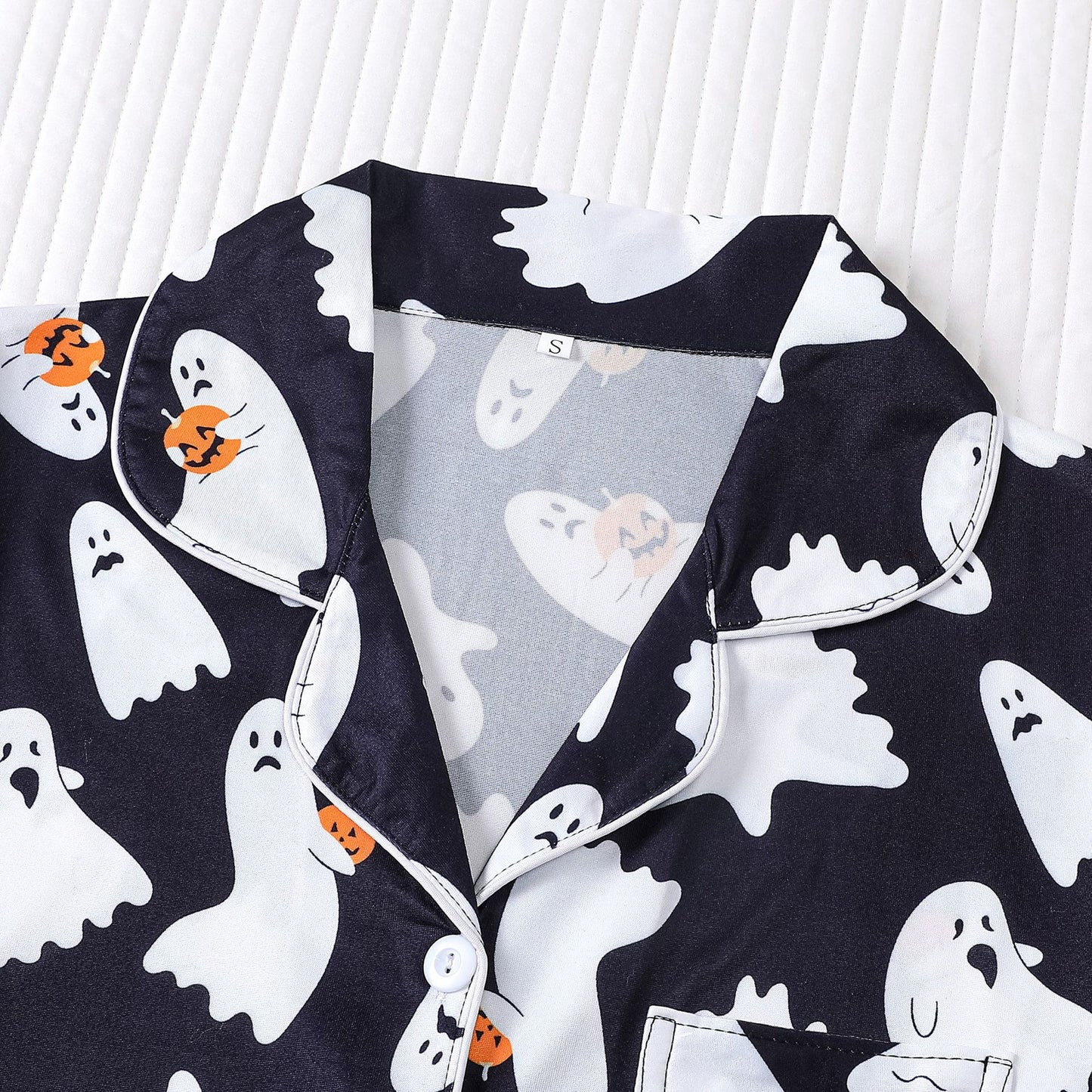 Women's Halloween Print Lapel Pajama Set – Mid-Year Sale: Casual, Comfortable Short-Sleeve Top & Shorts – All-Season Loungewear