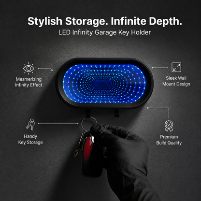 🌟Infinity LED Garage Key Holder | Illusion Mirror Rechargeable Holder