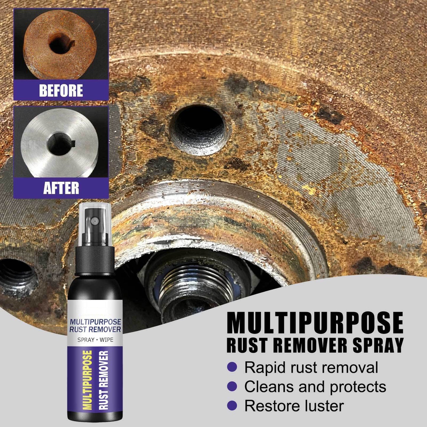 💪Powerful Rapid Rust Remover Spray – No Scrubbing, Safe for Iron/Steel/Home Hardware