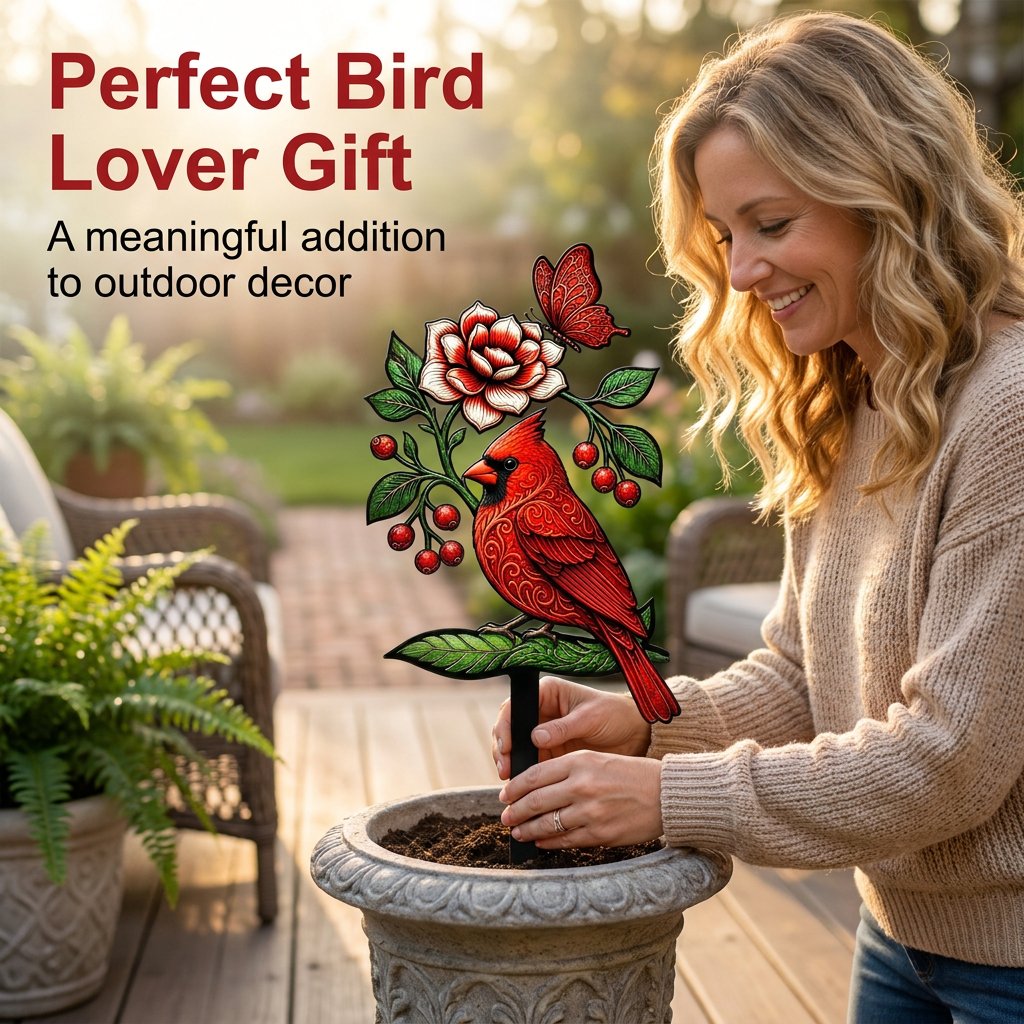 🐦Cardinal Art Garden Stake💥Buy 2 Free Shipping